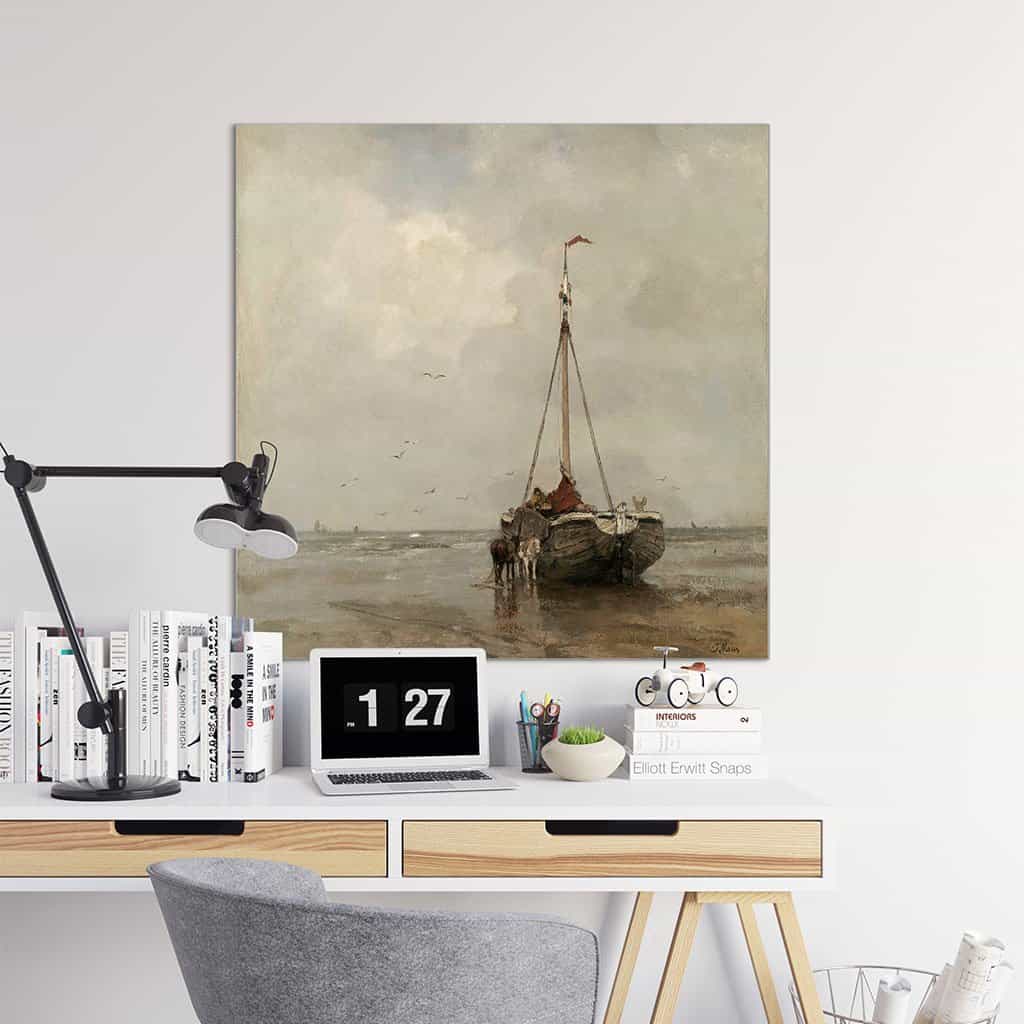 Schip op het strand van Scheveningen (Jacob Maris)