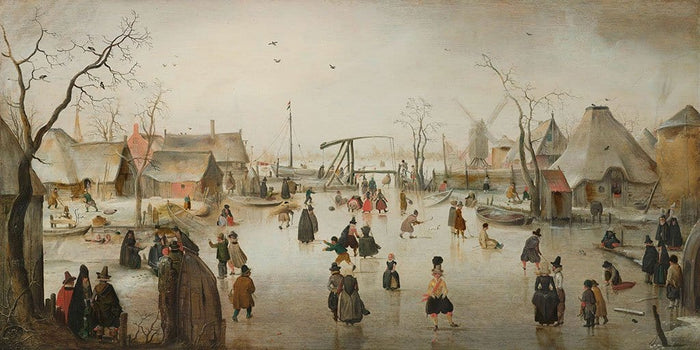 IJsvermaak bij een stad (Hendrik Avercamp)