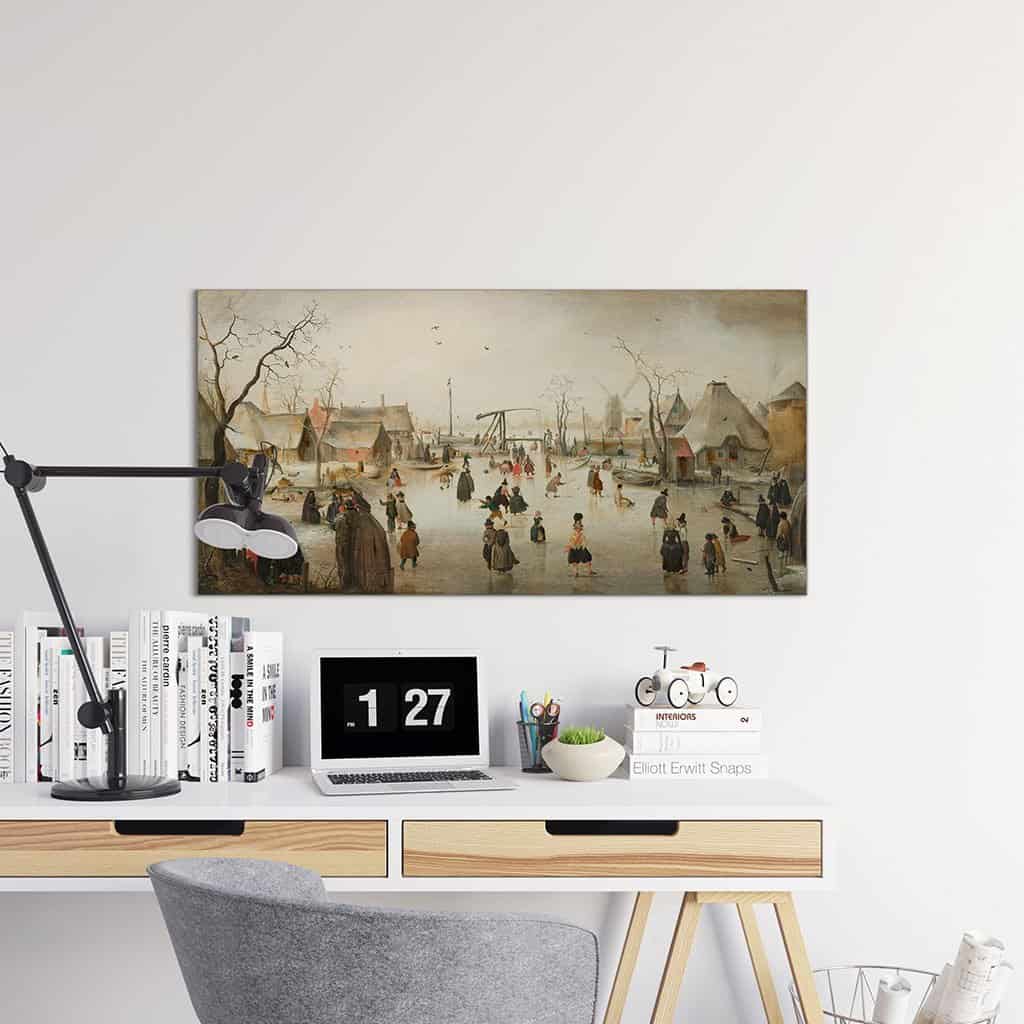 IJsvermaak bij een stad (Hendrik Avercamp)