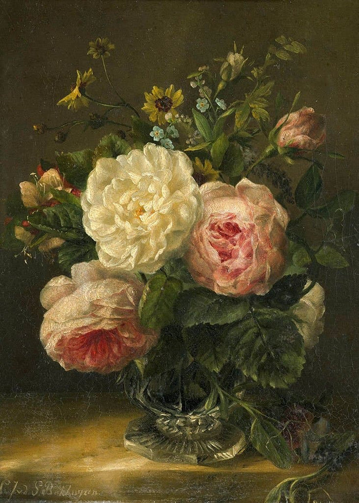 Stilleven met bloemen in een kristallen vaas (Gerardine van de Sande Bakhuyzen)