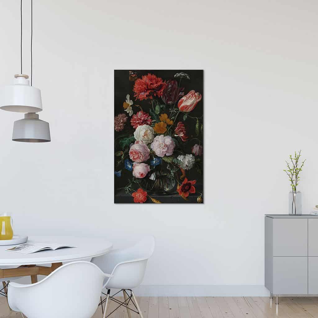 Stilleven met bloemen in een glazen vaas - Jan Davidsz De Heem