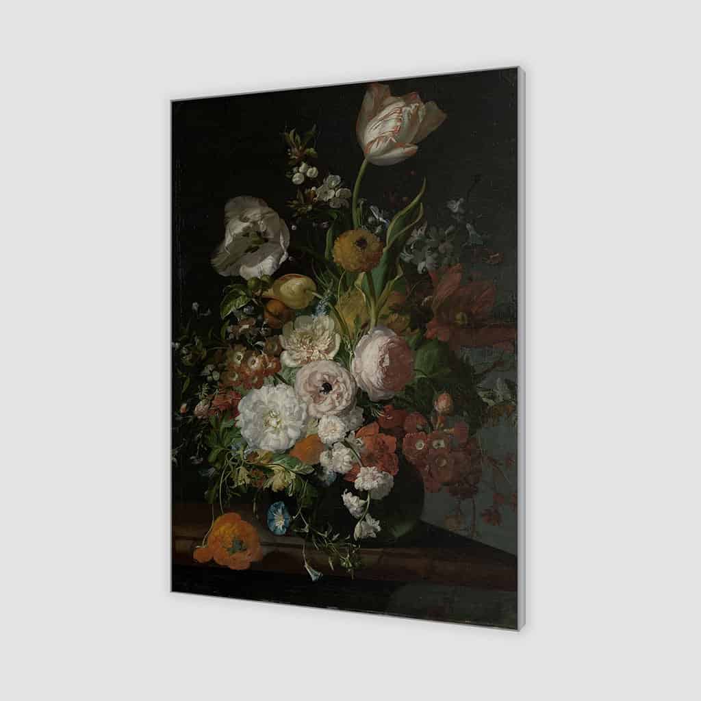 Stilleven met bloemen in een glazen vaas (Rachel Ruysch)