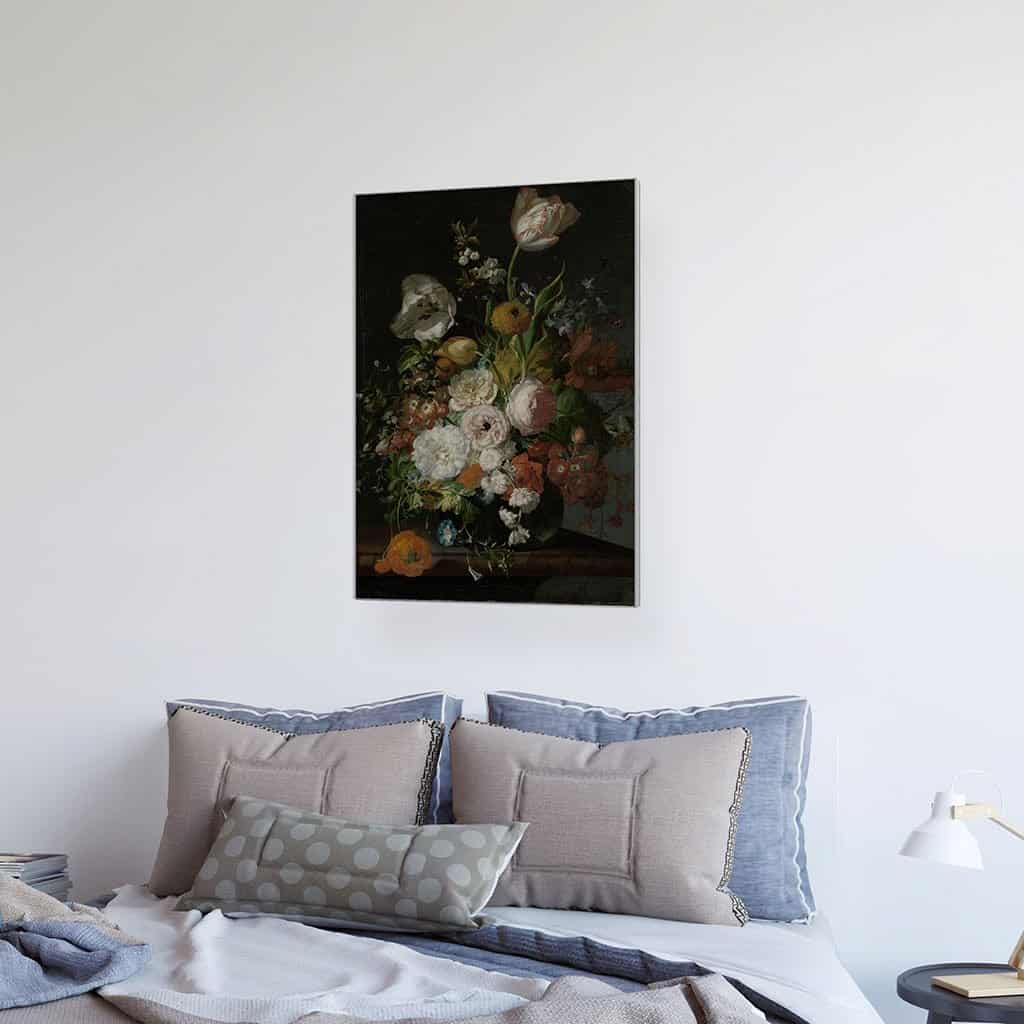 Stilleven met bloemen in een glazen vaas (Rachel Ruysch)