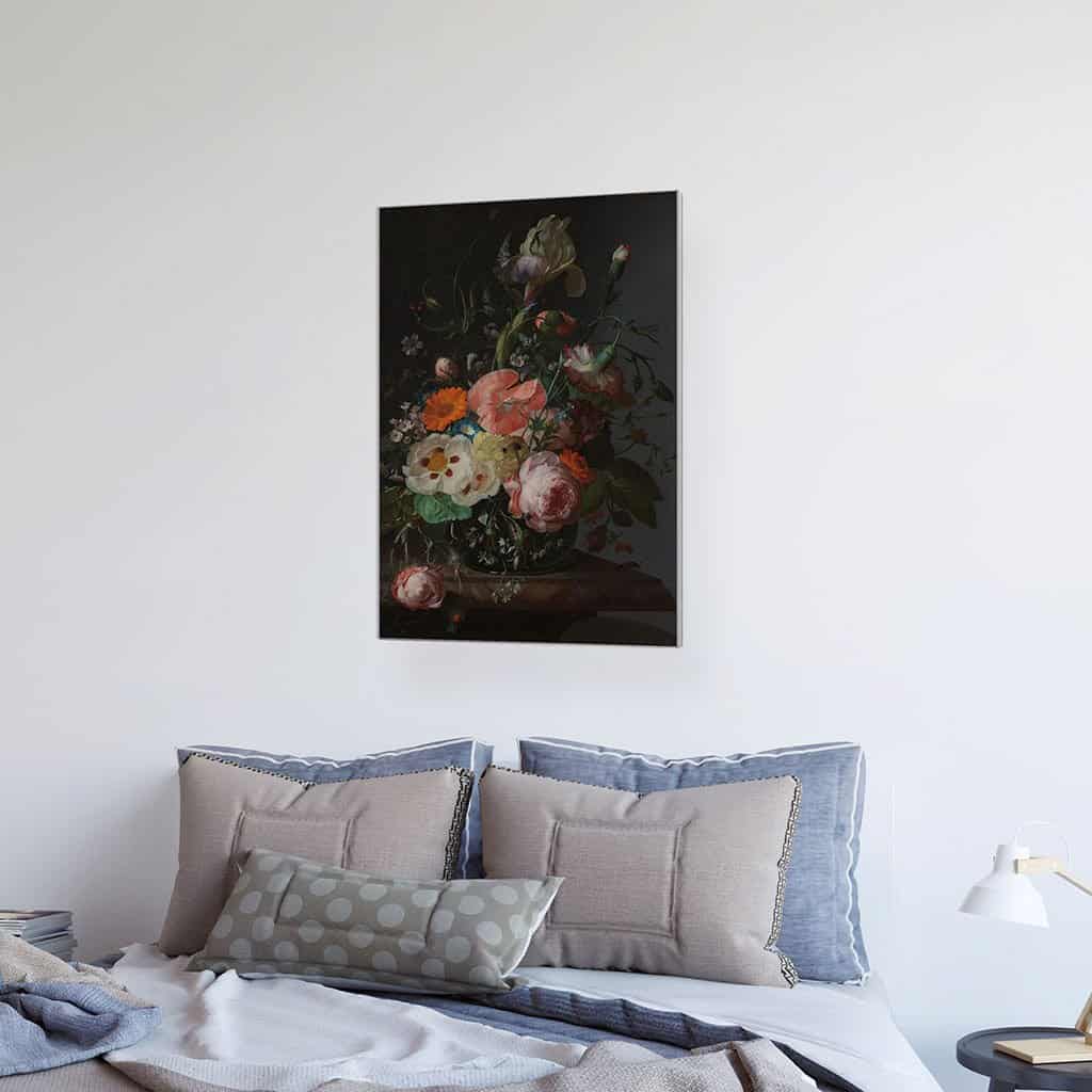 Stilleven met bloemen op een marmeren tafel (Rachel Ruysch)