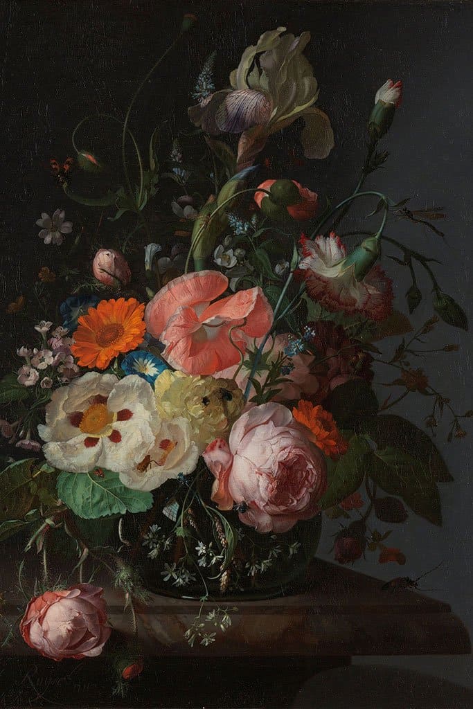 Stilleven met bloemen op een marmeren tafel (Rachel Ruysch)