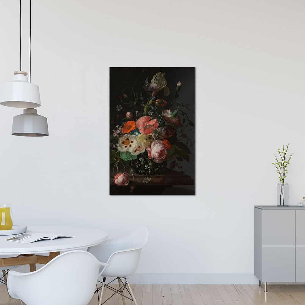 Stilleven met bloemen op een marmeren tafel (Rachel Ruysch)