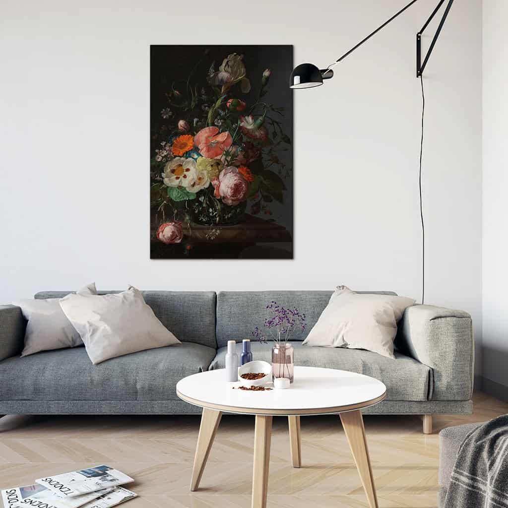 Stilleven met bloemen op een marmeren tafel (Rachel Ruysch)