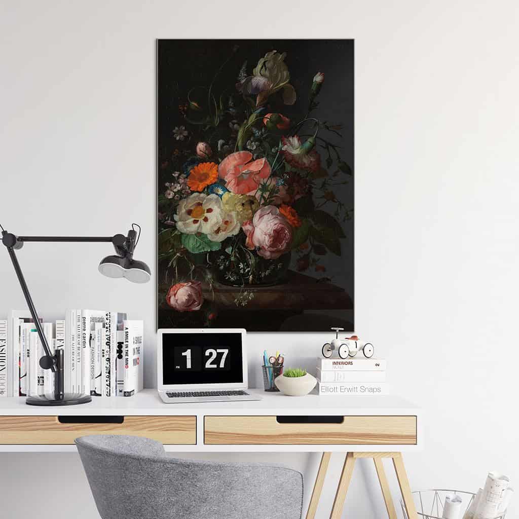 Stilleven met bloemen op een marmeren tafel (Rachel Ruysch)