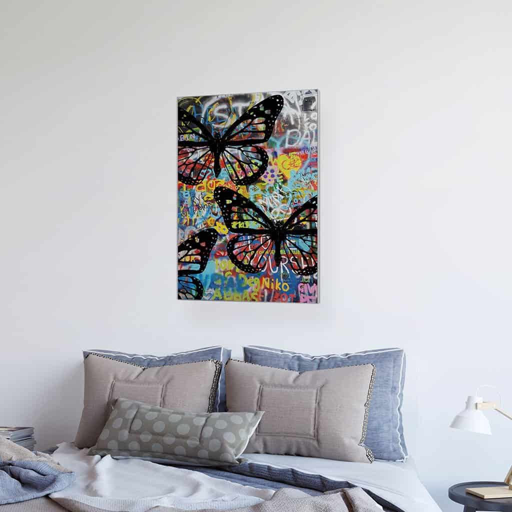 Sjabloon vlinders op de muur