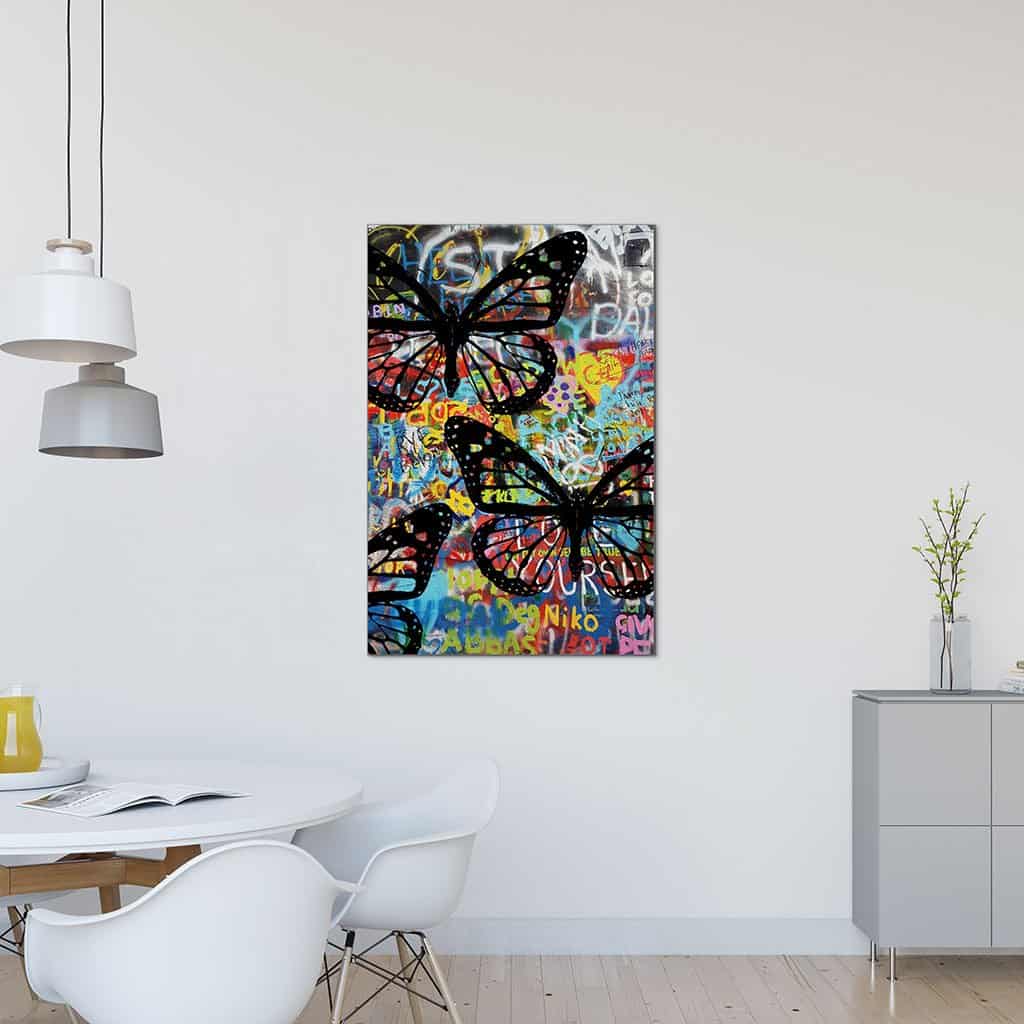 Sjabloon vlinders op de muur