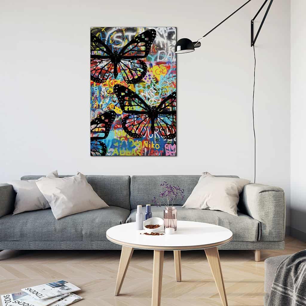 Sjabloon vlinders op de muur