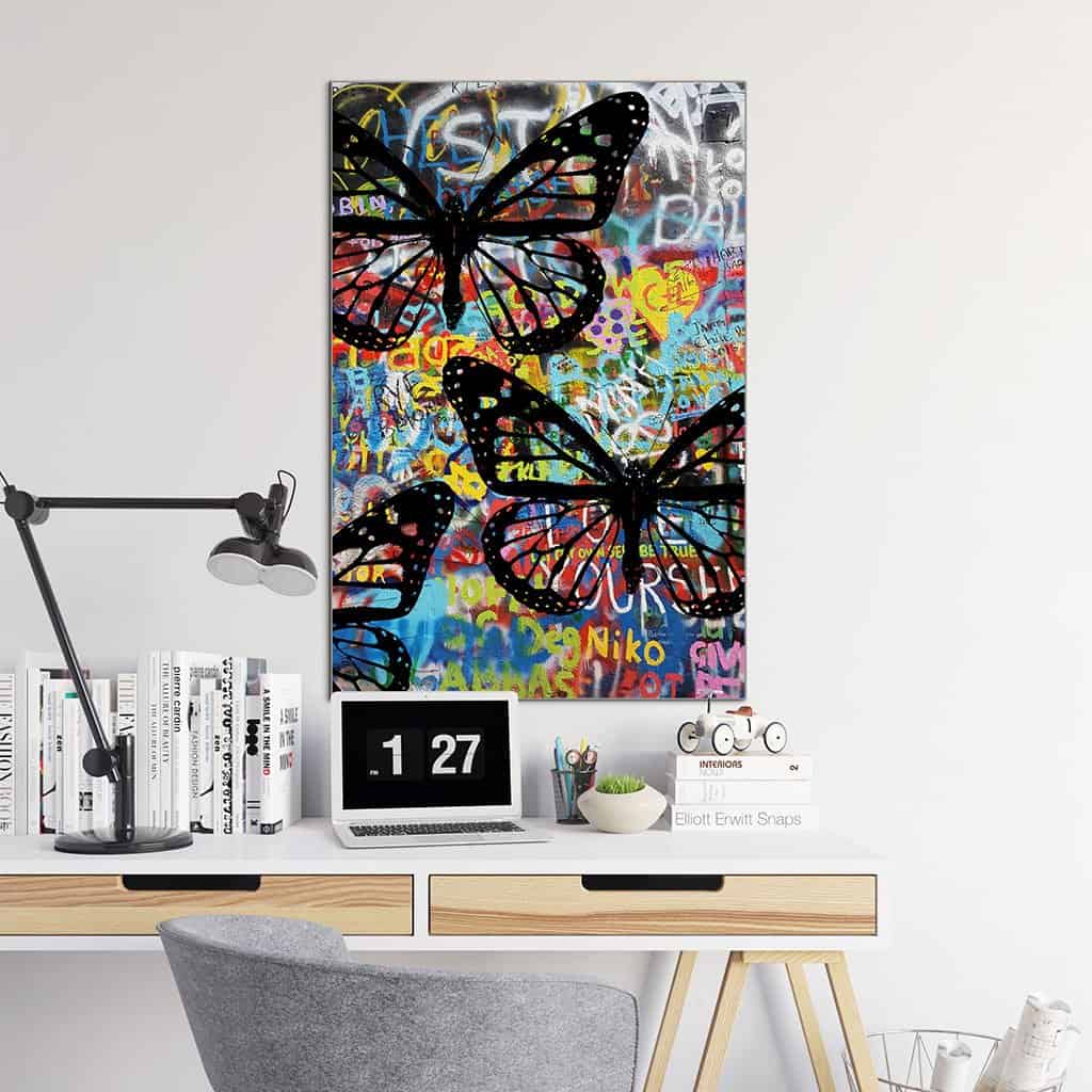 Sjabloon vlinders op de muur