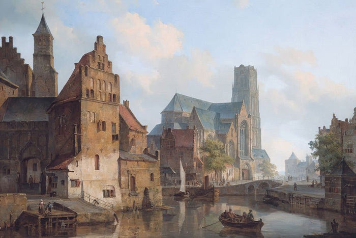 Een gezicht op de Delftse vaart - Cornelis Springer