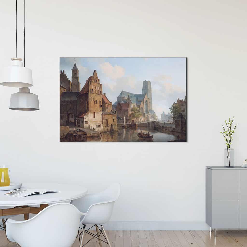Een gezicht op de Delftse vaart - Cornelis Springer