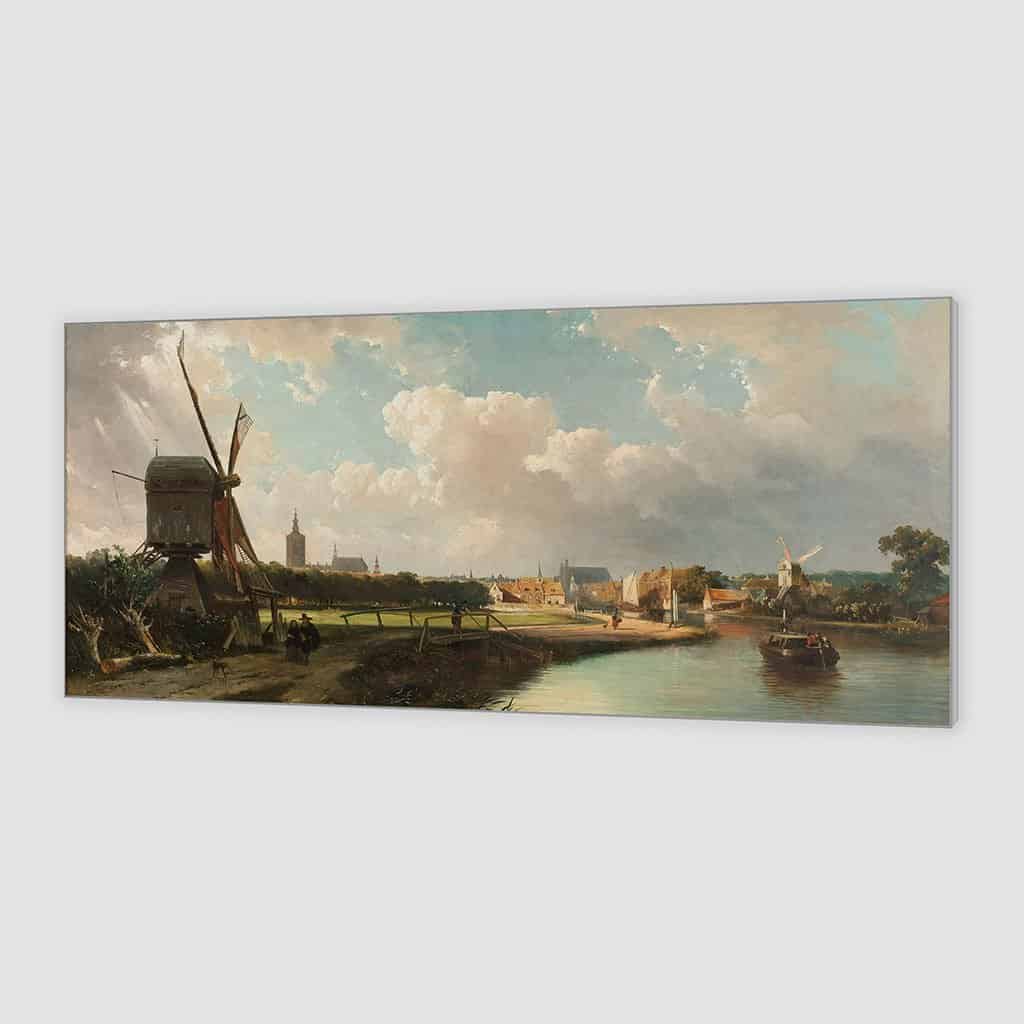 Zicht op Den Haag vanaf de Delftse vaart in de zeventiende eeuw (Cornelis Springer)