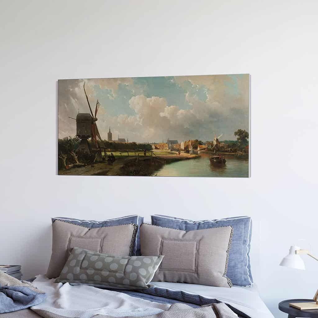 Zicht op Den Haag vanaf de Delftse vaart in de zeventiende eeuw (Cornelis Springer)
