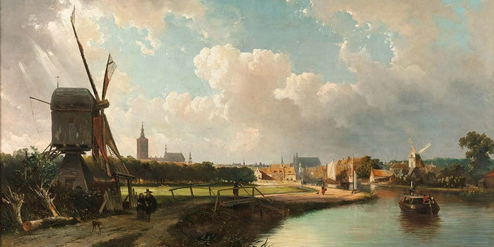 Zicht op Den Haag vanaf de Delftse vaart in de zeventiende eeuw (Cornelis Springer)