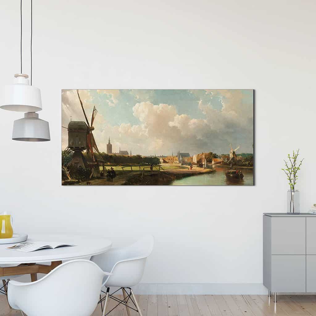 Zicht op Den Haag vanaf de Delftse vaart in de zeventiende eeuw (Cornelis Springer)