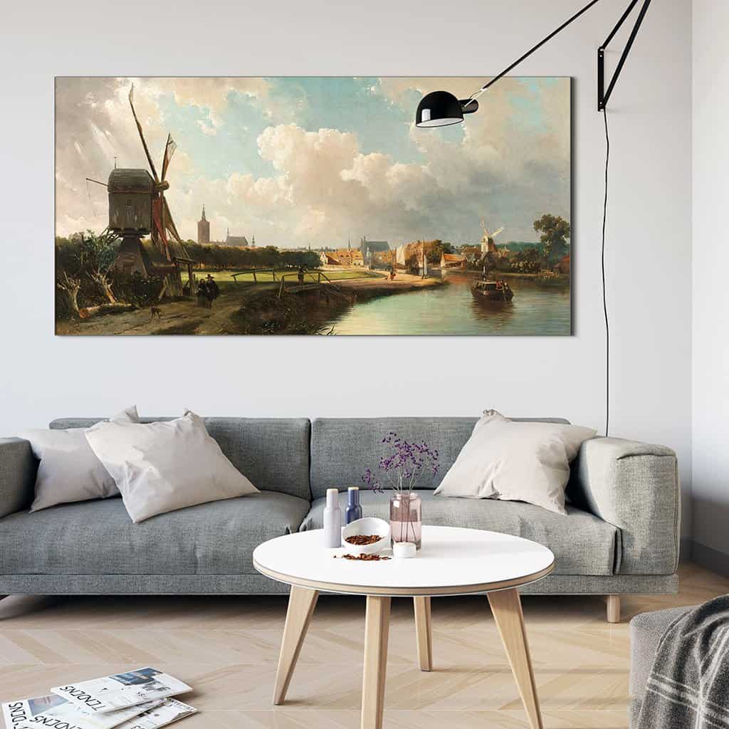 Zicht op Den Haag vanaf de Delftse vaart in de zeventiende eeuw (Cornelis Springer)