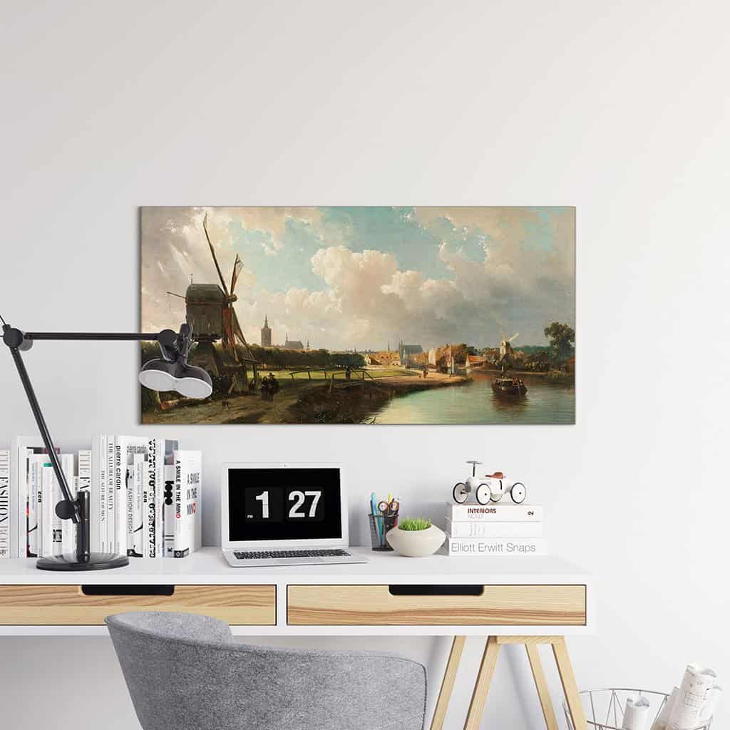 Zicht op Den Haag vanaf de Delftse vaart in de zeventiende eeuw (Cornelis Springer)