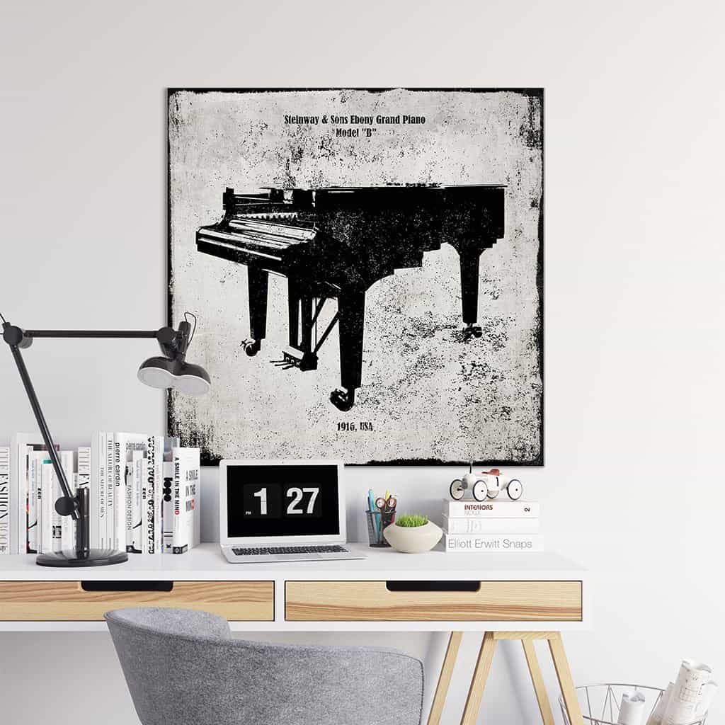 Vintage Steinway Sons Ebony Grand Piano