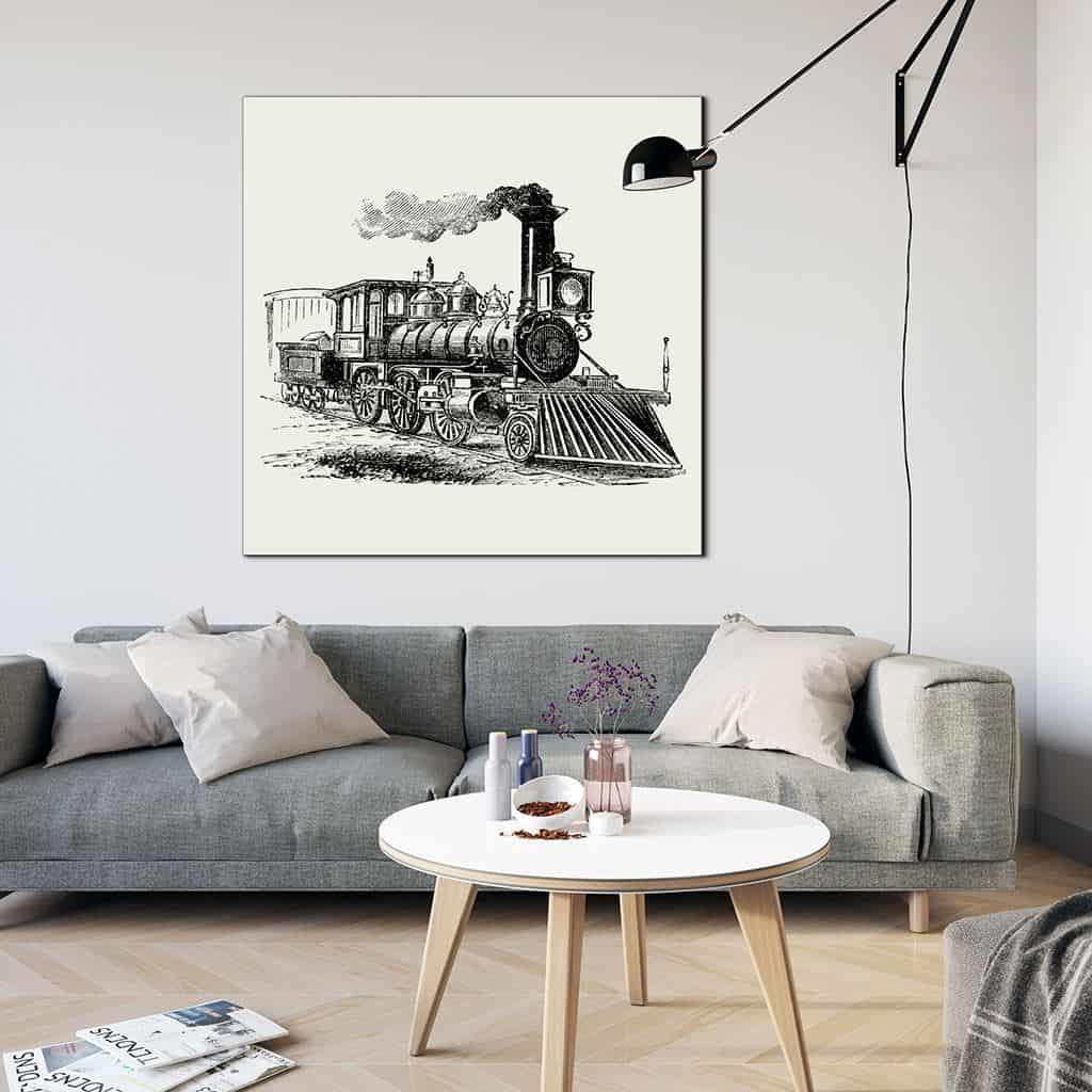 Vintage trein grafische illustratie van de trein