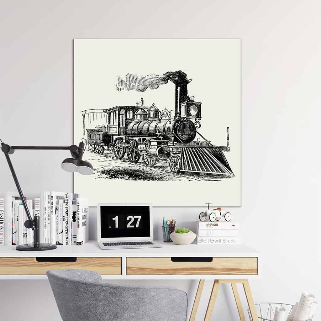 Vintage trein grafische illustratie van de trein