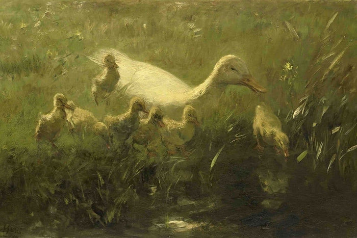 Witte eend met kuikens (Willem Maris)