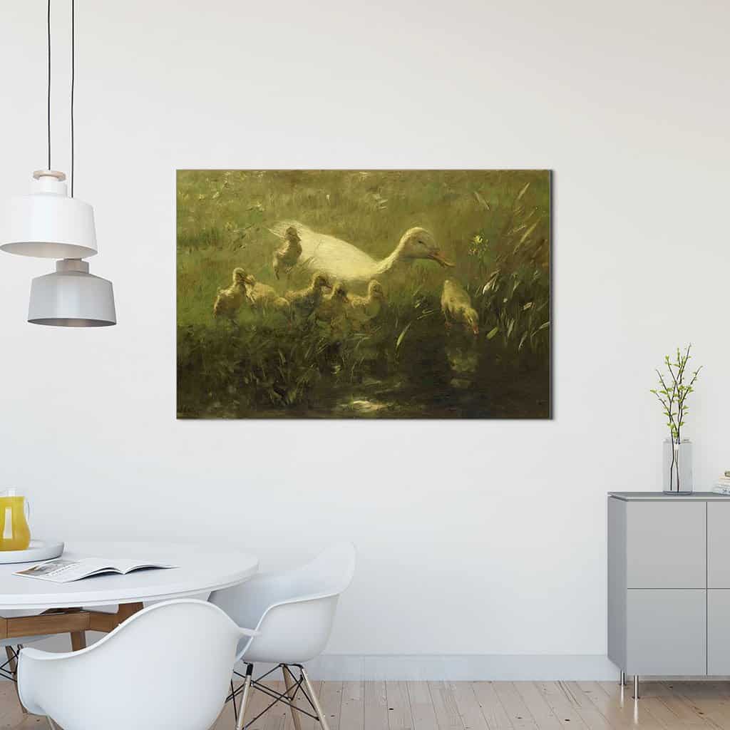 Witte eend met kuikens (Willem Maris)