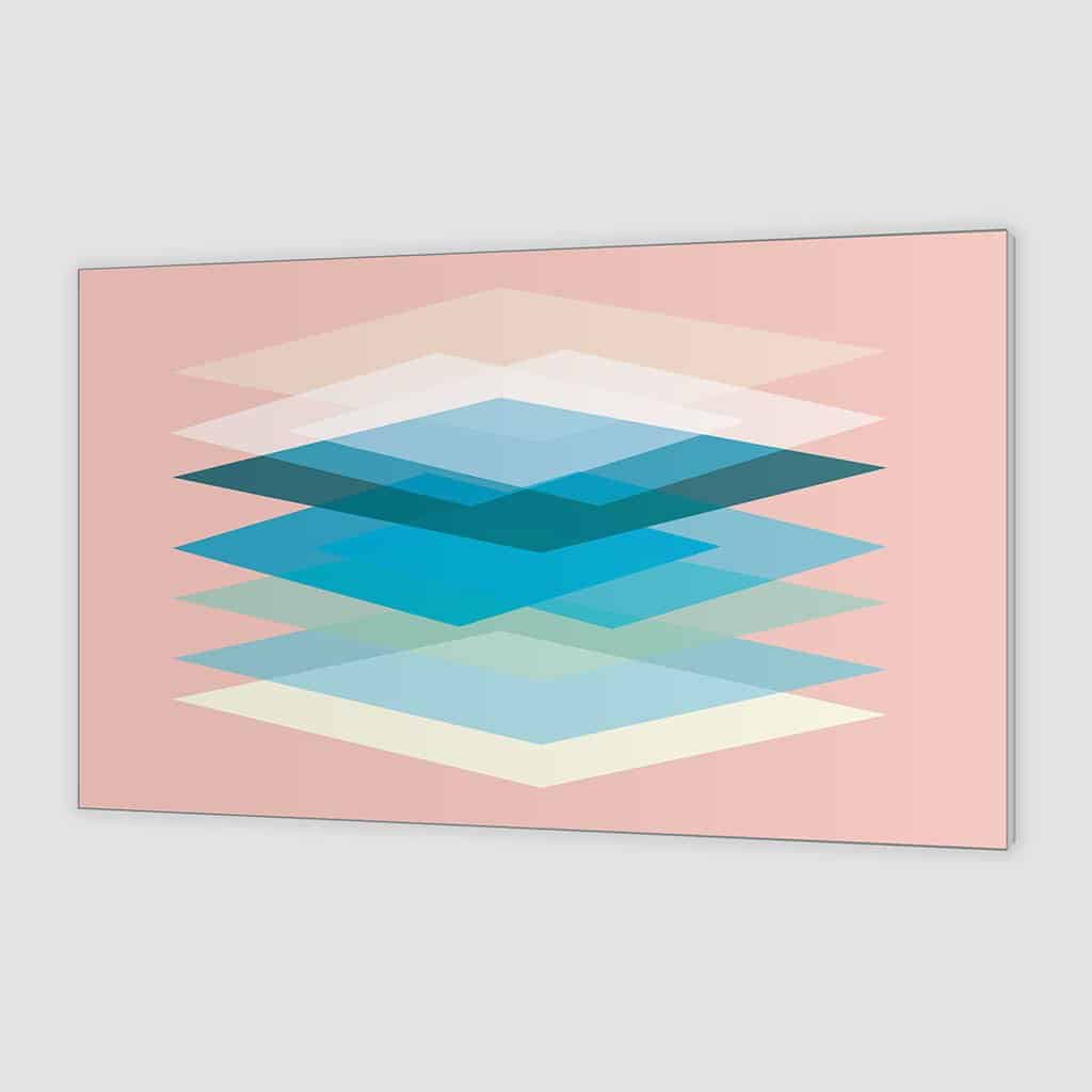 Abstract Geometric Overlay Blue Rectangles