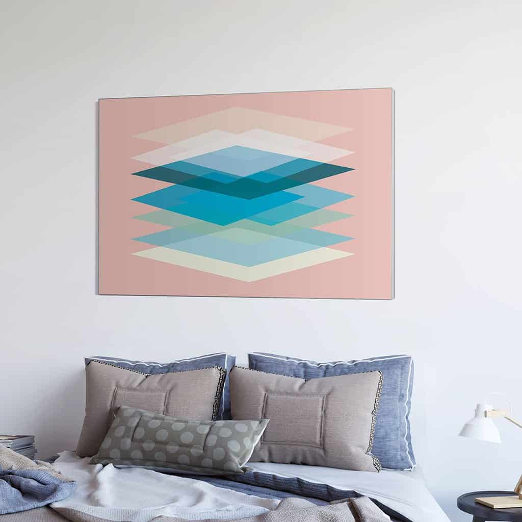 Abstract Geometric Overlay Blue Rectangles