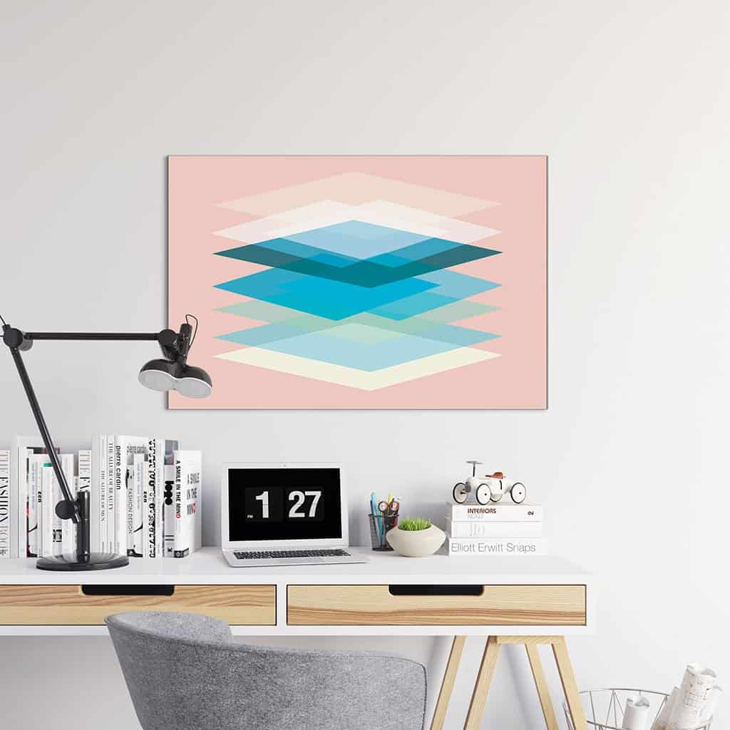 Abstract Geometric Overlay Blue Rectangles
