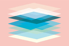 Abstract Geometric Overlay Blue Rectangles