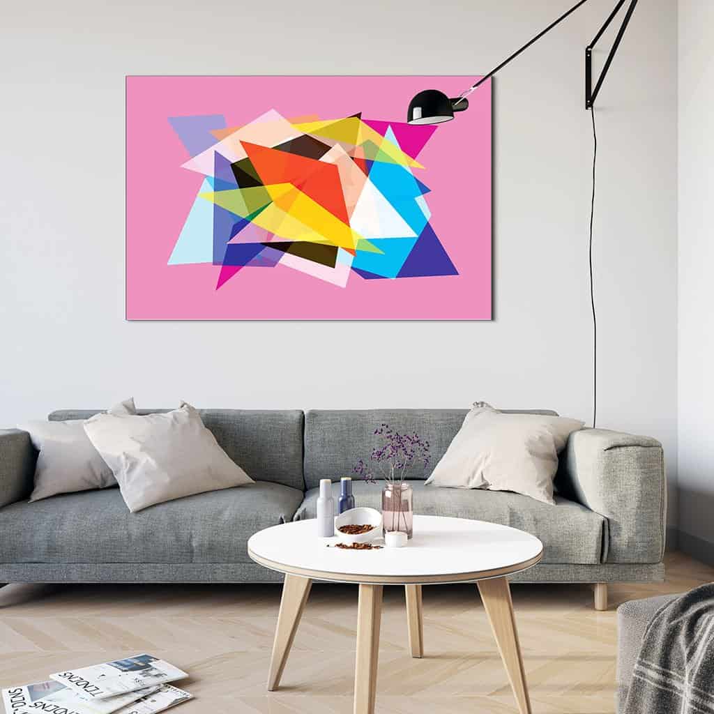 Abstract Geometric Overlay on Pink