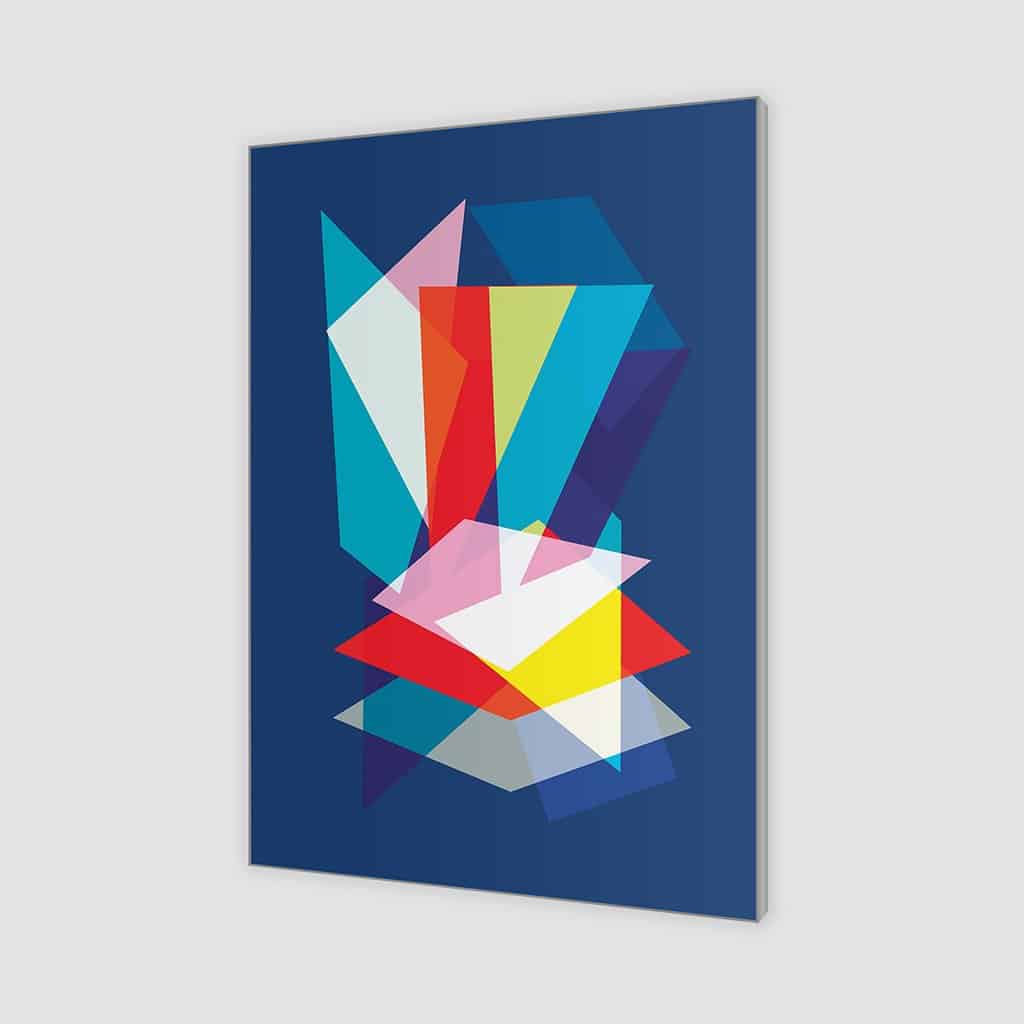 Abstract Geometric Overlay Rectangles on Blue