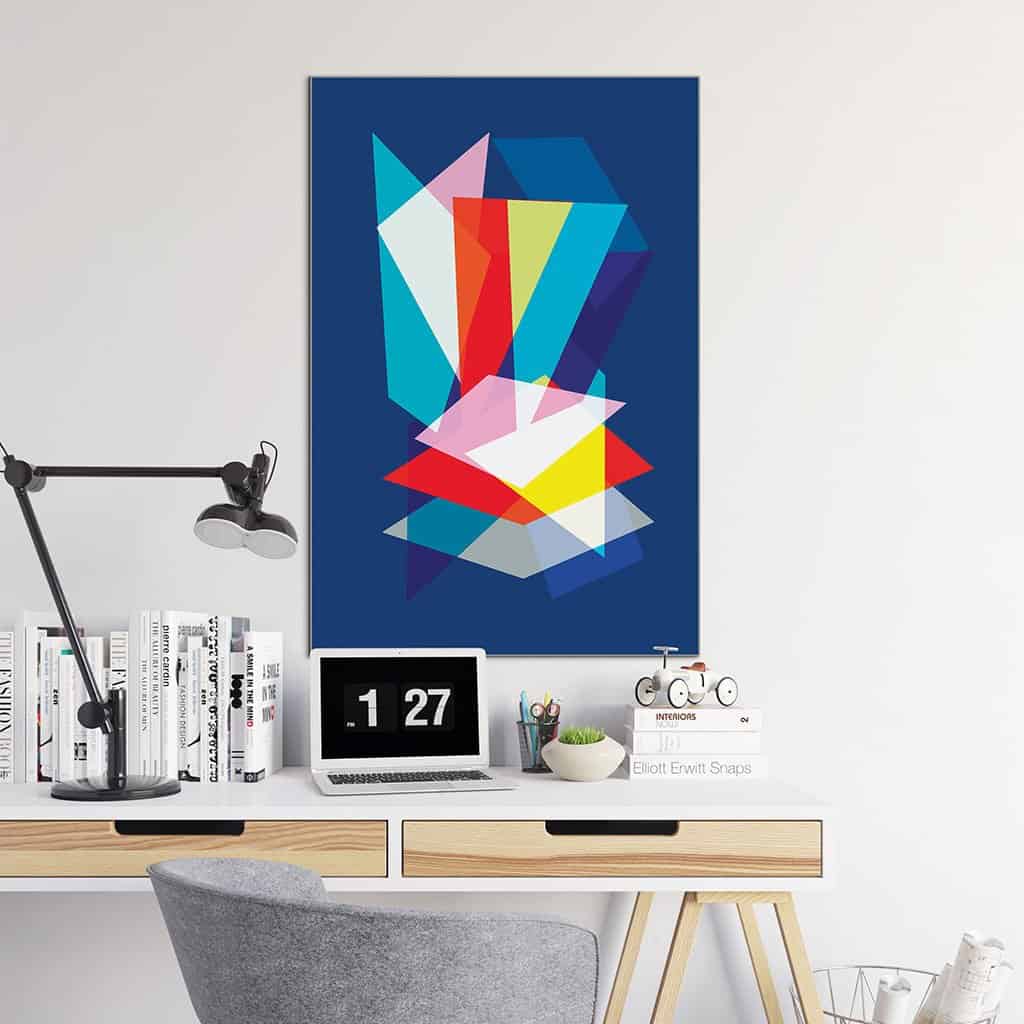 Abstract Geometric Overlay Rectangles on Blue