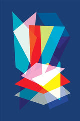 Abstract Geometric Overlay Rectangles on Blue
