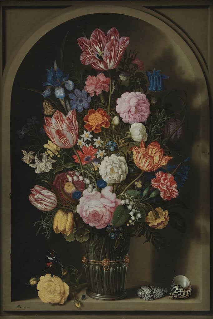 Boeket van bloemen in een stenen nis - Ambrosius Bosschaert de Oude