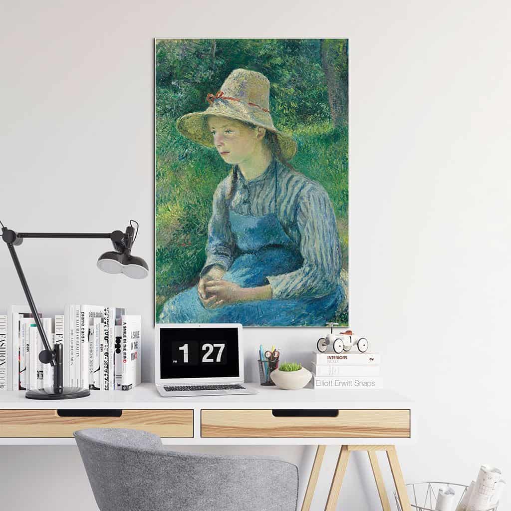 Boeren Meisje met een strooien hoed - Camille Pissarro
