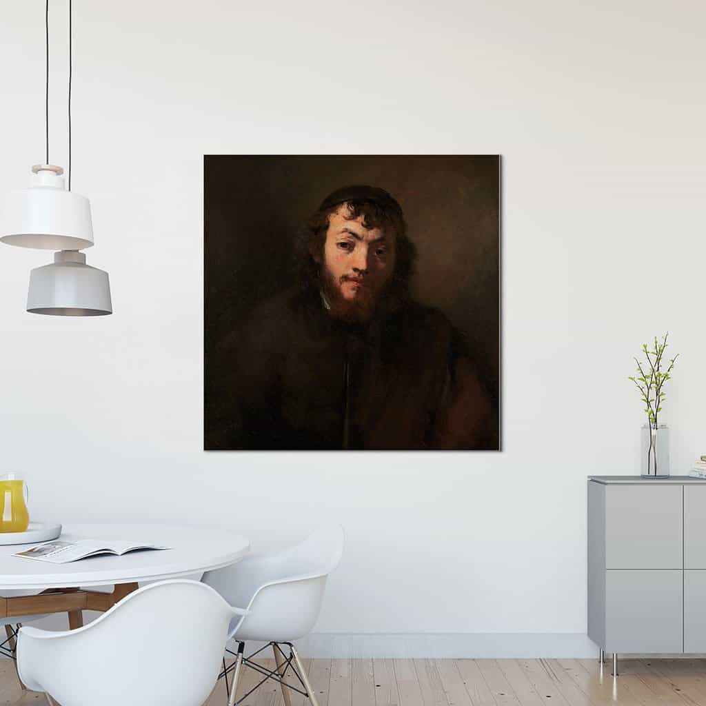Borstbeeld van een jongeman met baard en schedeldop (Rembrandt)