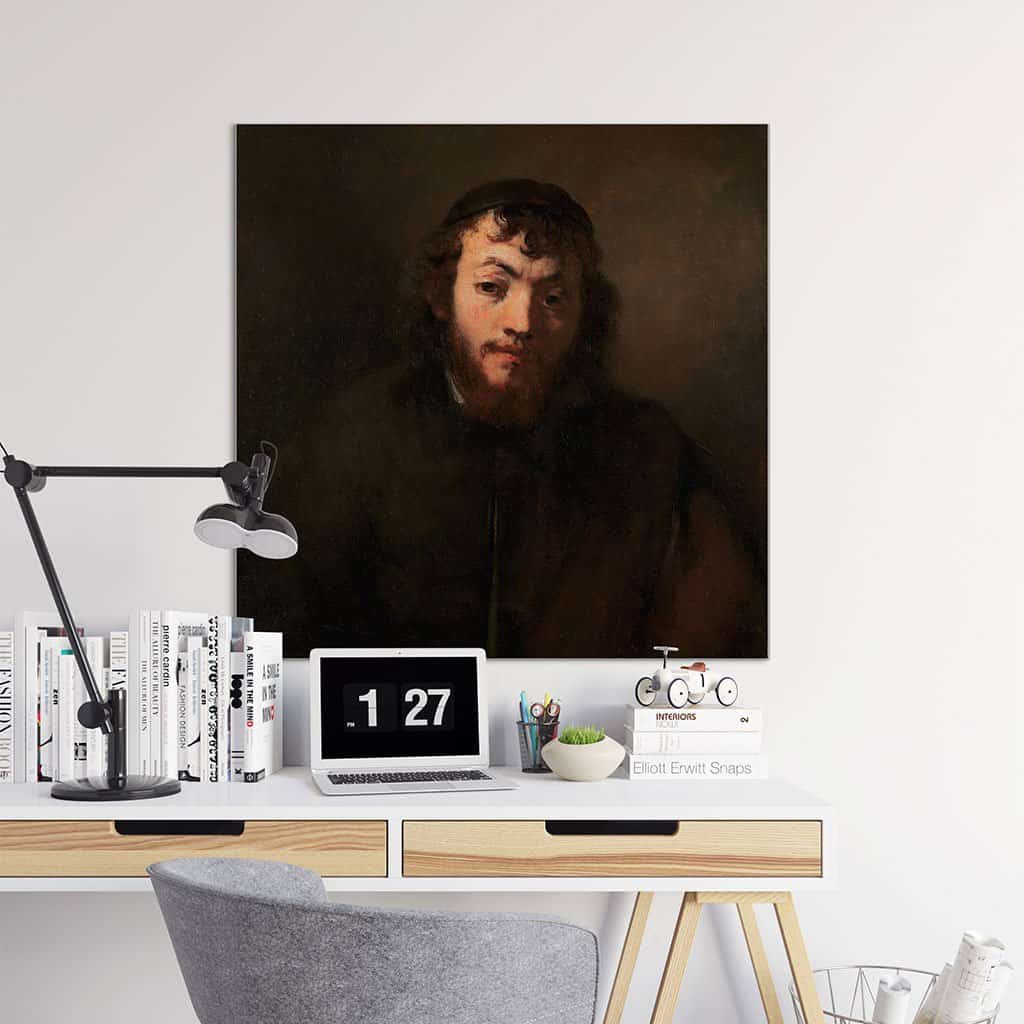 Borstbeeld van een jongeman met baard en schedeldop (Rembrandt)