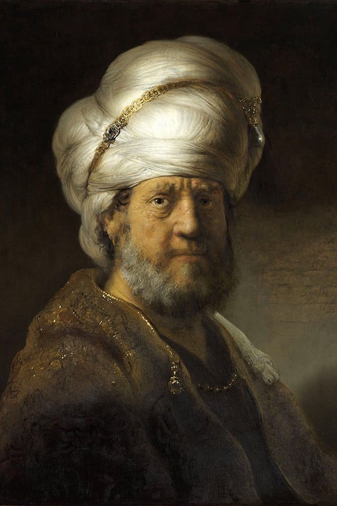 Borstbeeld van een man in oosterse kleding (Rembrandt)