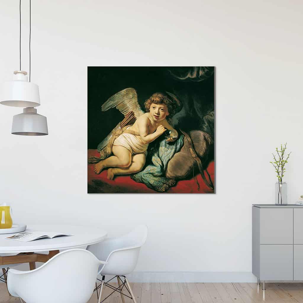 Cupido die een zeepbel blaast (Rembrandt)