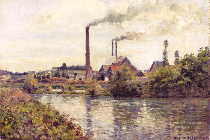 De fabriek in Pontoise - Camille Pissarro