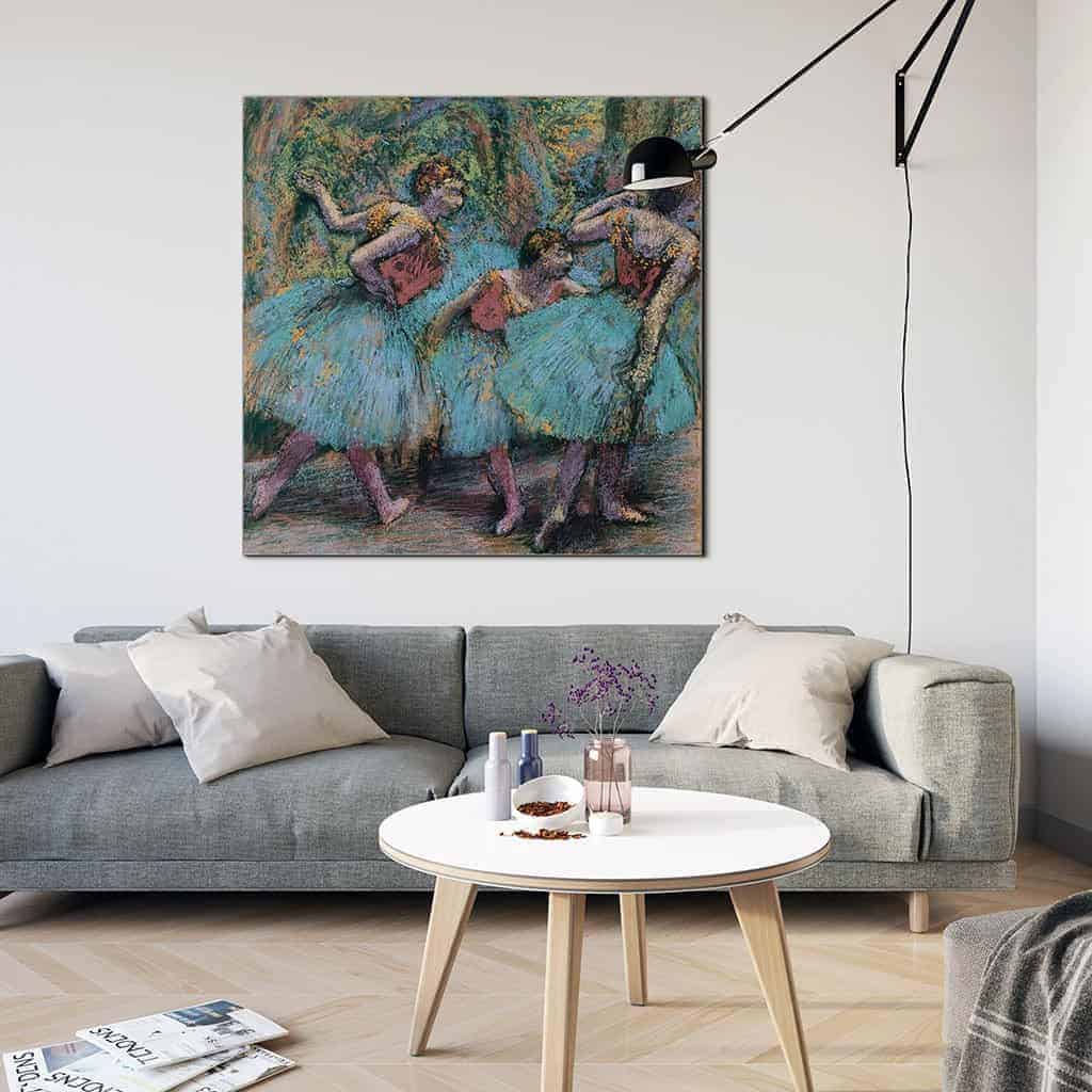 Drie Dansers Blauwe Tutus Rode Bodden - Edgar Degas