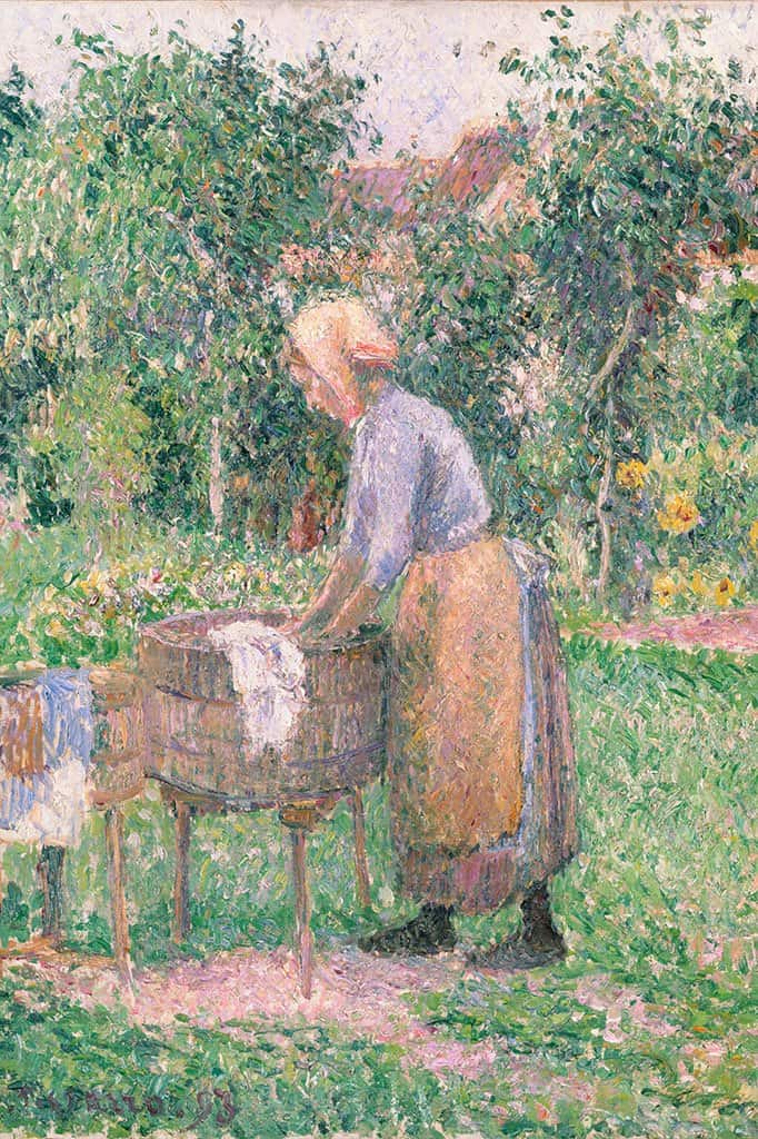 Een Washerwoman bij Eragny - Camille Pissarro