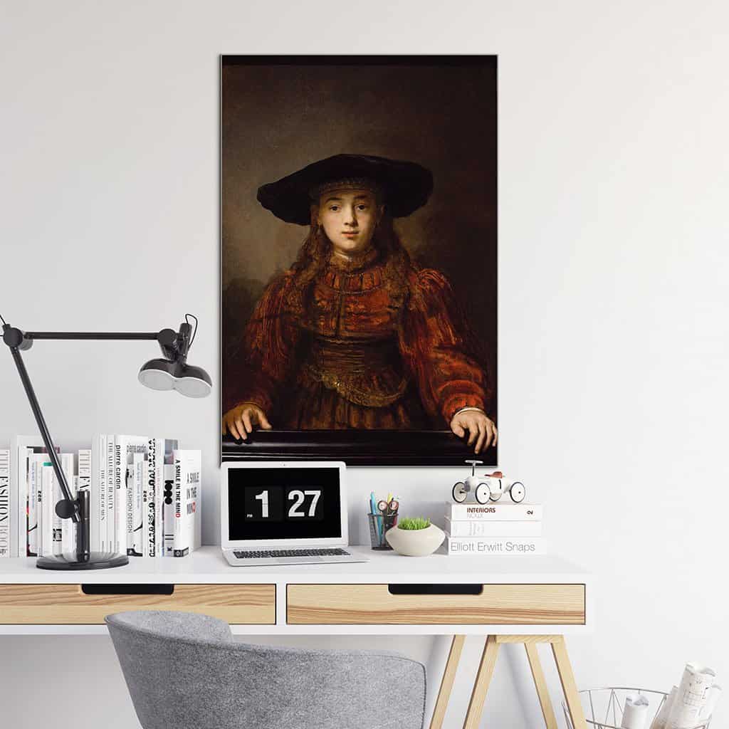 Jonge vrouw in een schilderijlijst (Rembrandt)