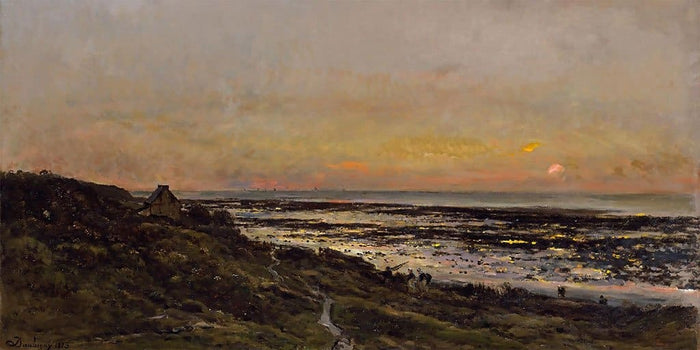 Het strand van Villerville bij zonsondergang - Charles François Daubigny