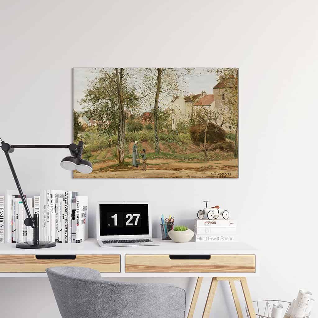 Huizen in Bougival Herfst - Camille Pissarro