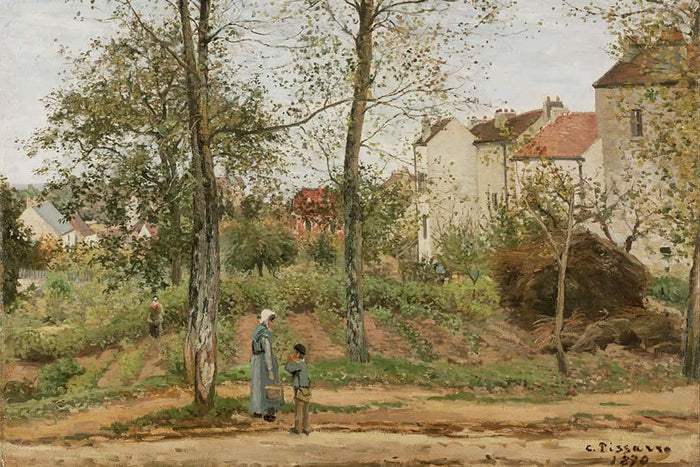 Huizen in Bougival Herfst - Camille Pissarro